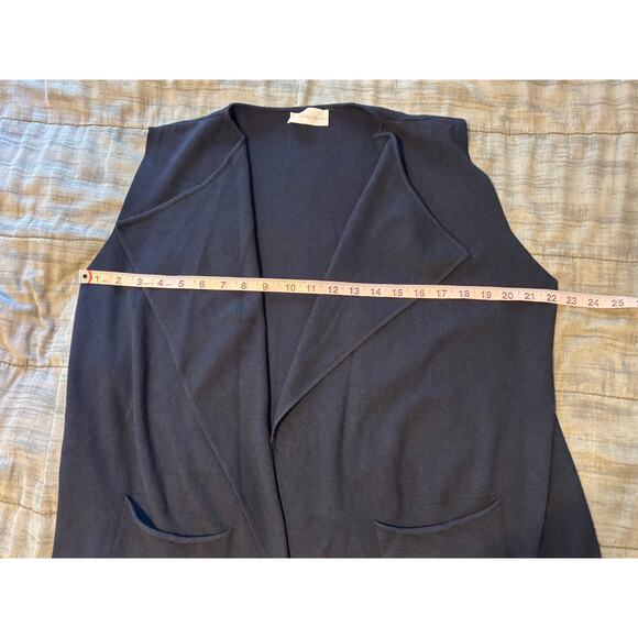 La Vie En Blanc Navy Blue Long Open Vest Pockets One Size Waterfall Lagenlook - Picture 6 of 7